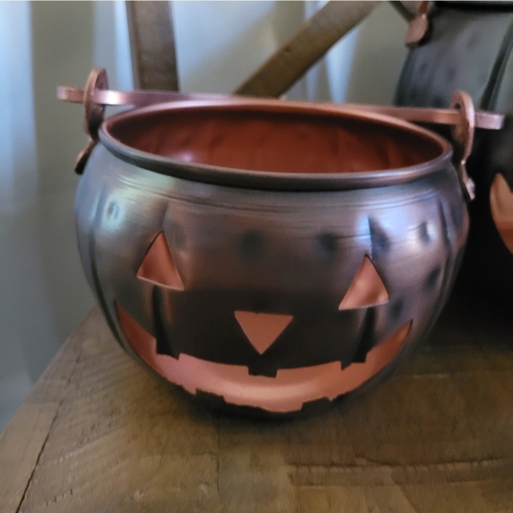 Copper Halloween Pumpkin Buckets x2 - Picture 2 of 9
